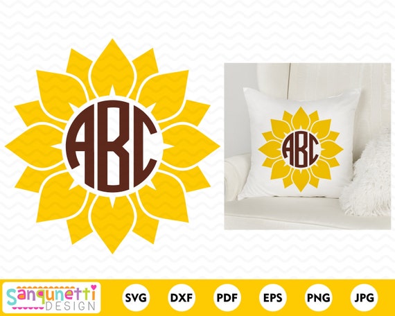 Download Sunflower Monogram Svg Summer Flower Cut File For Silhouette Etsy