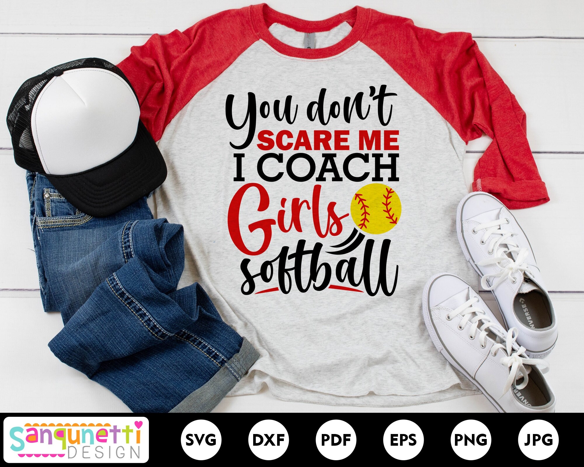 You don't scare me I coach girls softball svg sports Etsy