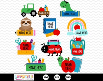 School Labels Clipart: Back To School Graphics (JPG, PNG, EPS)