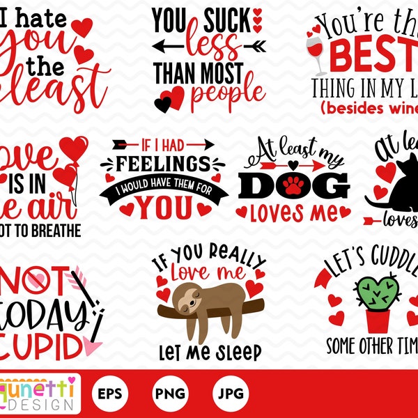 Funny Valentine's Day clipart, Funny Valentine lettering instant download