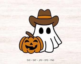 Cowboy Ghost Clipart: Western Halloween SVG PNG