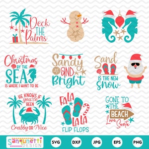 Tropische Weihnachten SVG und Clipart, Küstenweihnachten digitale Kunst, Weihnachten im Juli, sofortiger Download