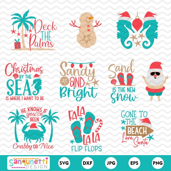 Tropical Christmas SVG Clipart: Coastal Holiday Art (Digital Download)
