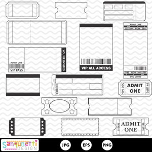 Tickets Clipart, Kinokarten, Tickets für Party-Einladungen, sofortiger Download digitale Kunst