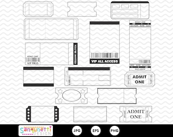Tickets clipart, movie tickets, tickets for party invitations, instant download digital art