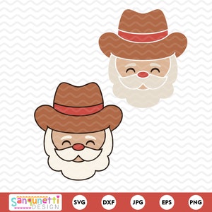 Papá Noel occidental SVG / Diseño digital de Papá Noel vaquero / SVG de Navidad rústica