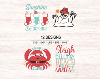 Beach Christmas SVG, Coastal Christmas bundle