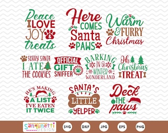 Dog Christmas SVG and clipart, Pet holiday digital art instant download