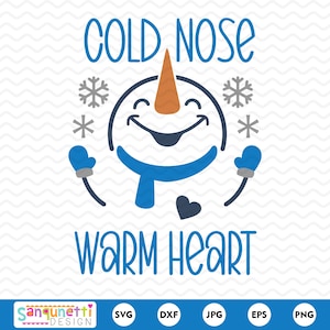 Koude neus warm hart winter SVG, sneeuwpop svg snijden bestand direct downloaden