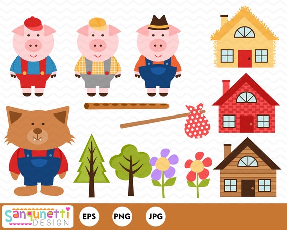 Image result for 3 little pigs clipart images