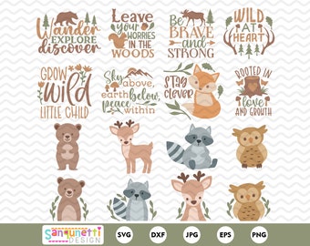 Whimsical Woodland SVG Bundle - Woodland animals and lettering SVG and clipart