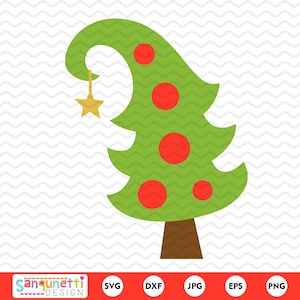 Grillige kerstboom SVG, schattige vakantie scheve boom clipart – eigenzinnig kerstontwerp