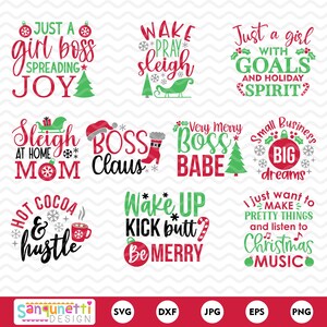 Girl boss Christmas SVG en PNG-clipart, kleine bedrijven digitale kunst direct downloaden