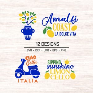 Mediterrane zomer SVG-bundel | Amalfikust, png PNGEgg | Italiaanse kustillustraties
