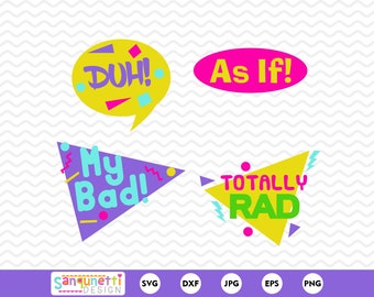 80s and 90s retro sayings svg bundle, cut file for silhouette and cricut