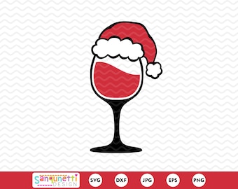 Santa Hat Wine Glass SVG – Christmas Wine Clipart