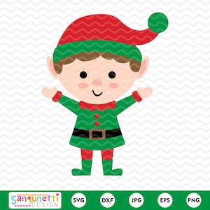 Niedliche kleine Elfe SVG, Weihnachtsschnittdatei, Feiertagscharakter digitaler Download