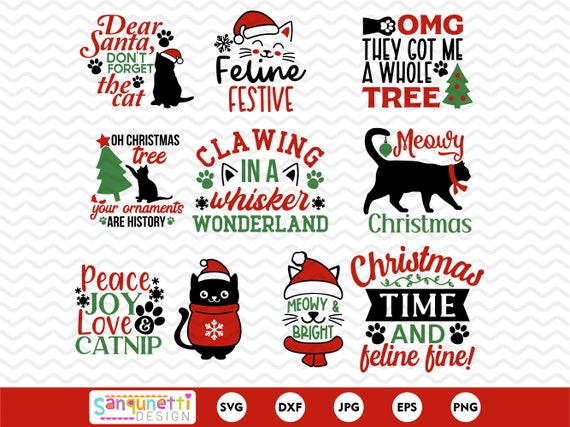 Christmas Cat SVG Clipart Bundle (Digital Files)