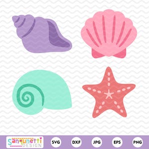 Seashell Clipart Bundle: Beach Shell SVG, Starfish, Conch (Digital Files)
