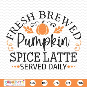 Citrouille fraîchement moulue épicée Latte SVG, fichier coupe café automne, png jpg dxf svg, cricut et silhouette, téléchargement immédiat