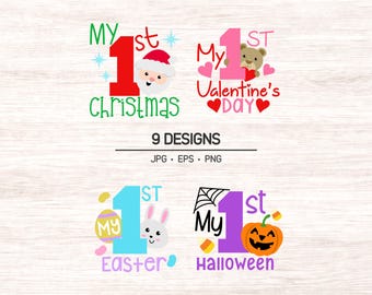 My 1st Holidays, baby first seasonal digital art, instant download