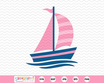 Sailboat SVG, nautical sailing summer cutting file for silhouette or cricut