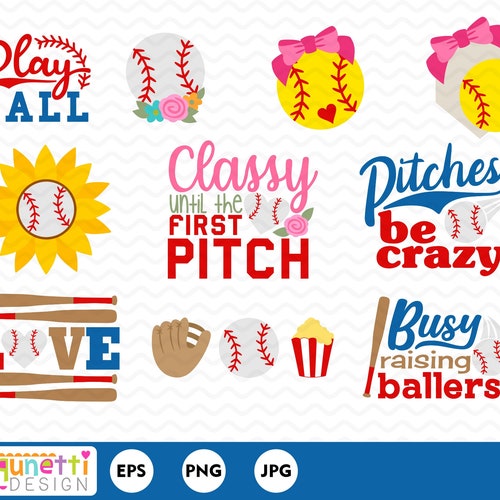 Baseball and Softball Clipart Spring Sports Clipart Digital Etsy