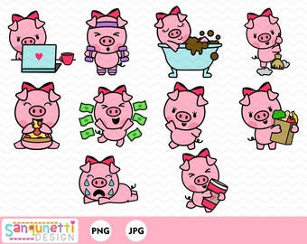 Pig clipart, pig planner sticker, planner sticker clipart, instant download