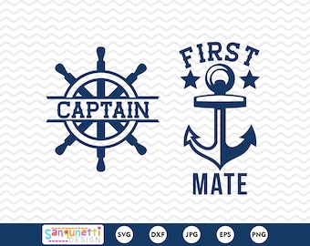 Captain and First Mate matching SVG, family or couple matching cut file