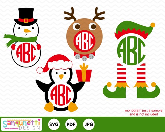 Download Christmas Monogram Svg Christmas Characters Cut Files For Etsy