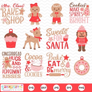 Claus Bakery SVG e Clipart Pack - elementos de design de bolos e doces de Natal