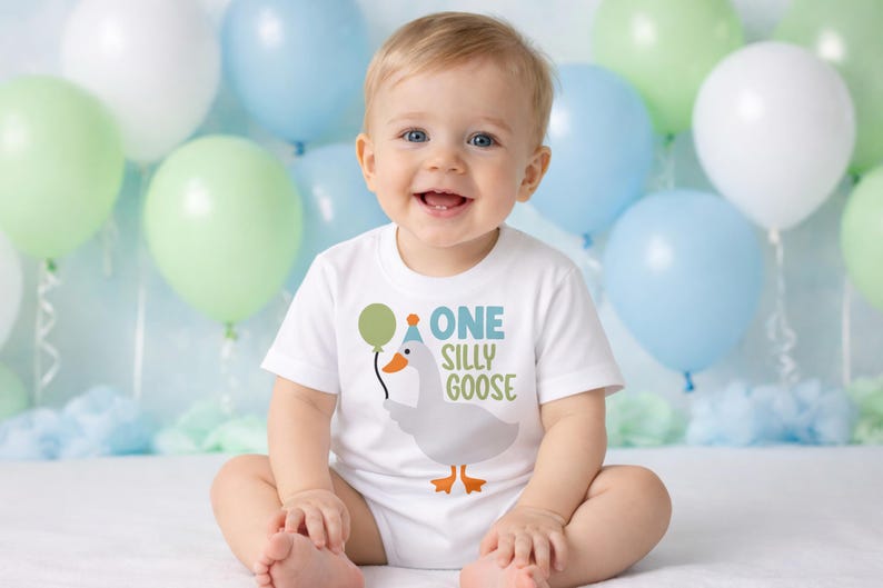 One Silly Goose SVG | 1st Birthday Goose PNG | Farm Animal Party Digital Download image 2
