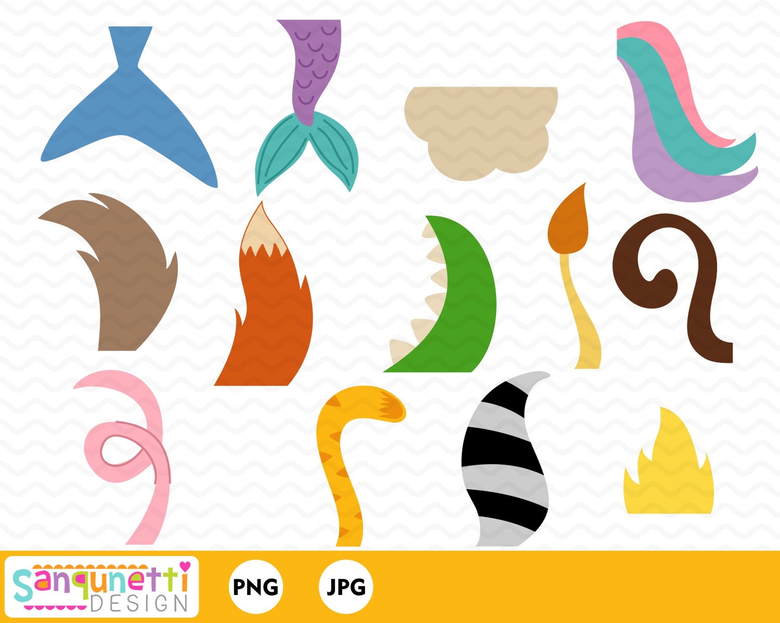 Animal Tails Clipart Tail Digital Art Instant Download - Etsy