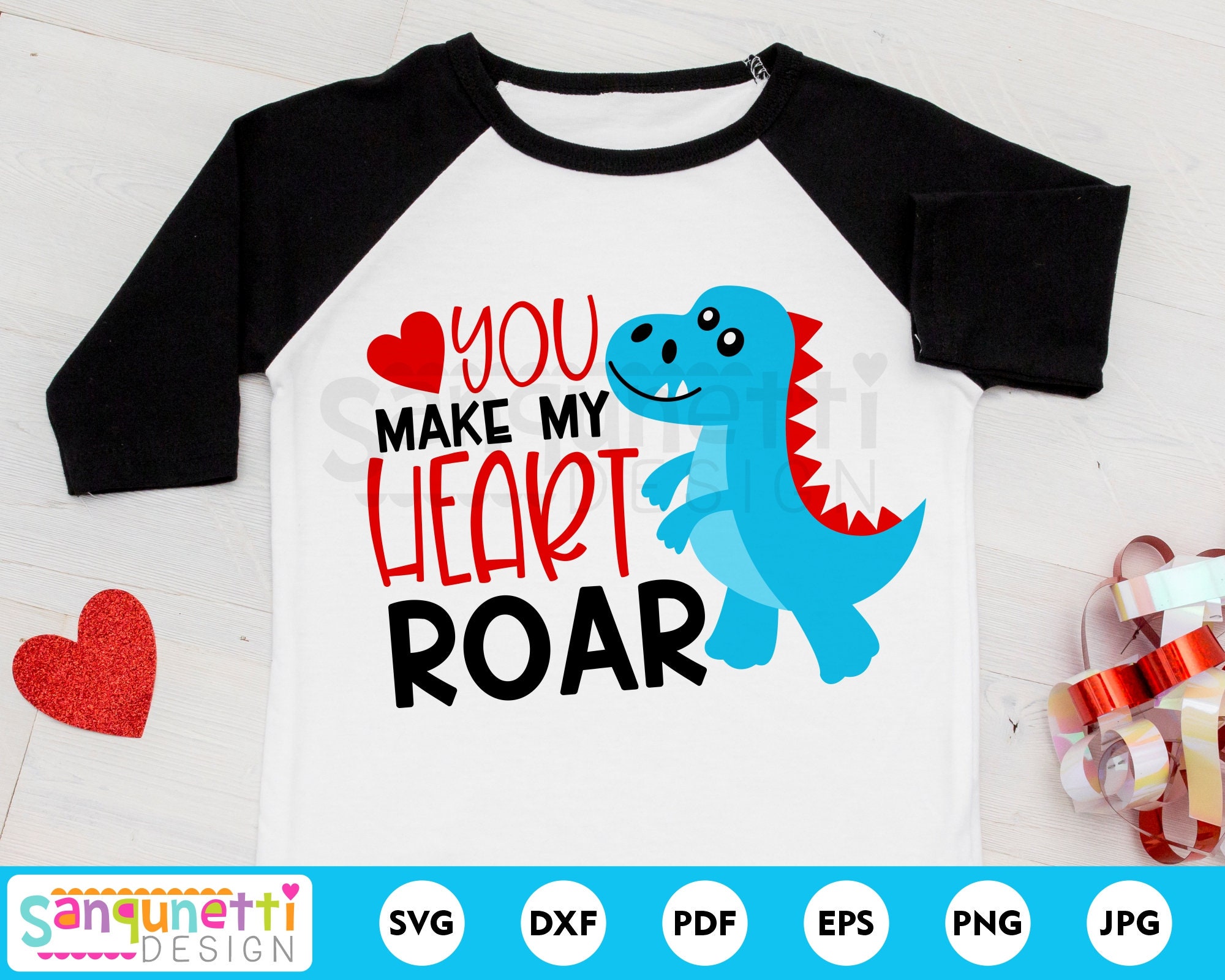 You Make My Heart Roar Valentine SVG, Dinosaur Cutting File for ...