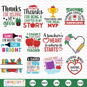 Pacchetto di apprezzamento per gli insegnanti SVG e PNG - Perfetto come regalo di fine anno scolastico
