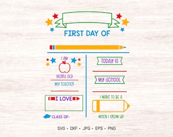 Borden eerste en laatste schooldag, terug naar school-SVG