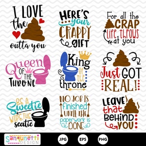 Wc-papier clipart, badkamer belettering, grappige digitale kunst direct downloaden