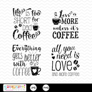 Coffee Clipart, coffee lettering digital art, instant download