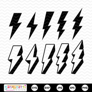 Lightning Bolt SVG Bundle | Bolt PNG Clipart | Thunderbolt Cut File | Digital Lightning