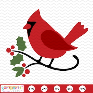 Festliches Weihnachts-Kardinal-SVG-Design – perfekt für Feiertags-Bastelarbeiten und Dekorationen