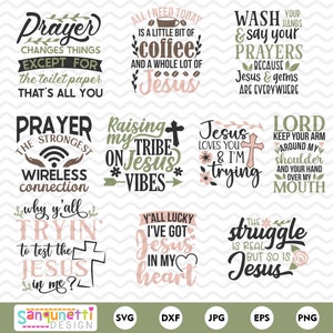Funny Christian SVG and clipart bundle, faith clipart digital art, christian quotes