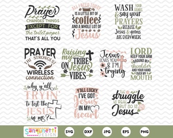 Funny Christian SVG and clipart bundle, faith clipart digital art, christian quotes