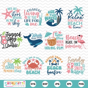 Paquete de SVG y PNG de letras de playa de verano, Paquetes de citas de verano