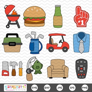 Lindo paquete SVG y imágenes prediseñadas del Día del Padre, gráficos Chunky Dad