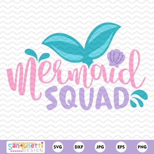 Mermaid Squad SVG, mermaid lettering cut file for silhouette and cricut