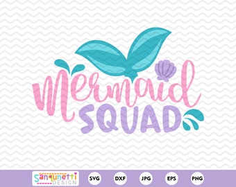 Mermaid Squad SVG, mermaid lettering cut file for silhouette and cricut