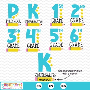 Clipart de notes scolaires, art numérique de la rentrée scolaire, clip art au crayon, téléchargement instantané