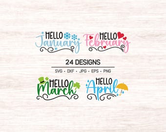 Months of the Year SVG Bundle: Calendar Clipart (Digital Download)