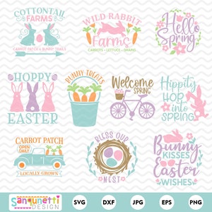 Easter Spring SVG Clipart: Bunny, Carrot, Nest (Digital Download)