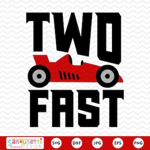 Two Fast Racing Birthday SVG PNG Design, 2nd Birthday Boy SVG